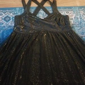 Black strappy dress with gold glitter specks